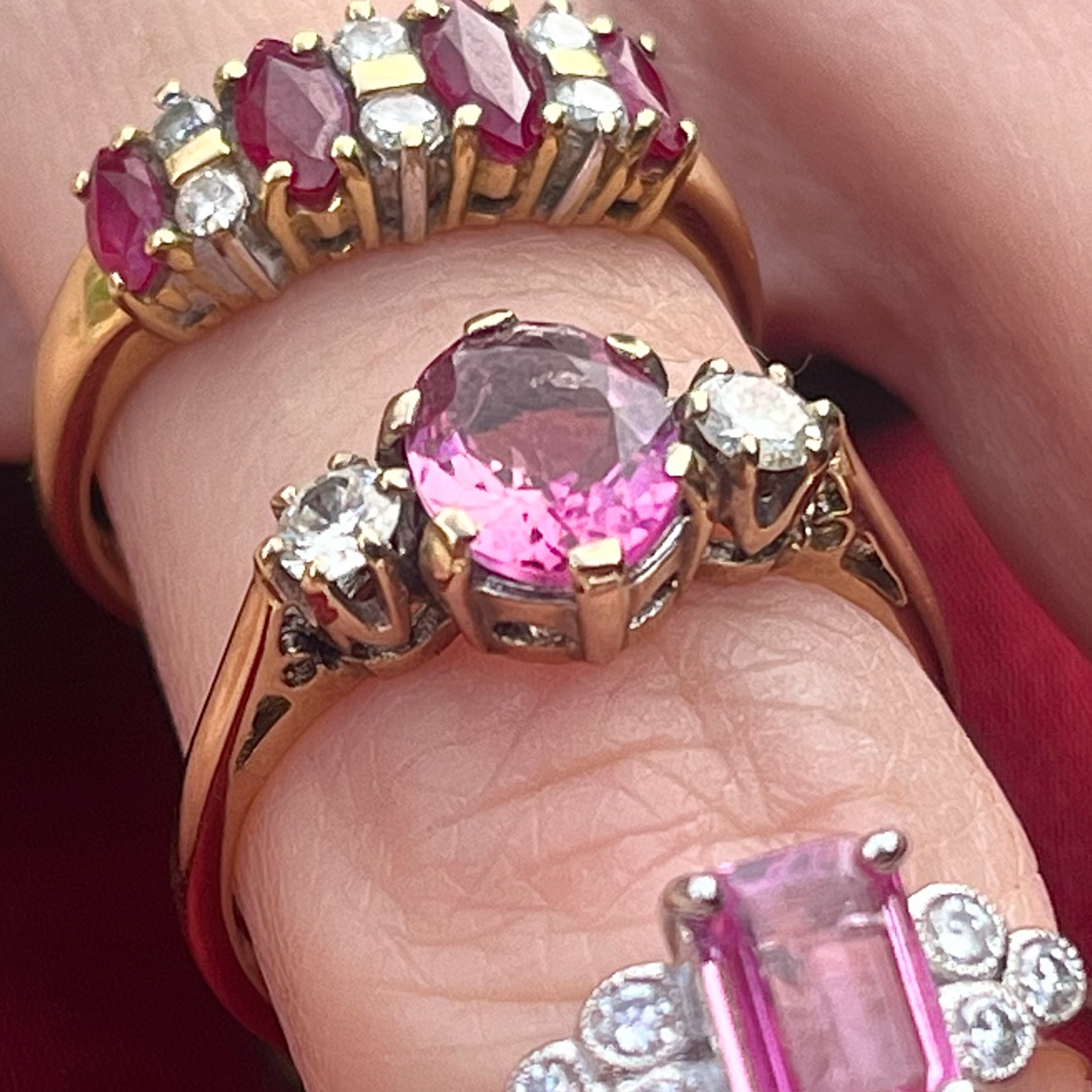 1ct Pink Tourmaline and Diamond ring.