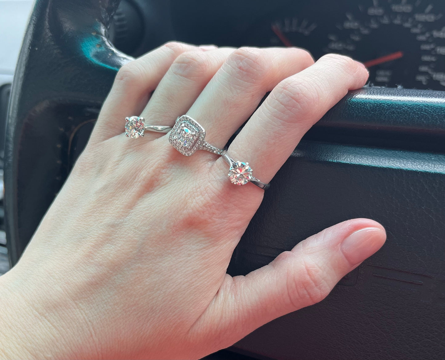 Platinum Cushion cut halo design ring.